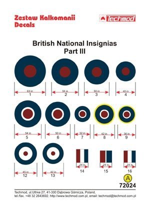Techmod 72024 - British National Insignias III (1:72)