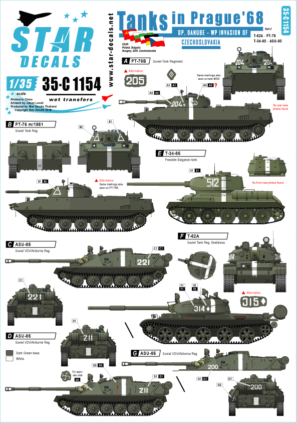 Star Decals 35-C1154 Tanks in Prague 1968 1/35