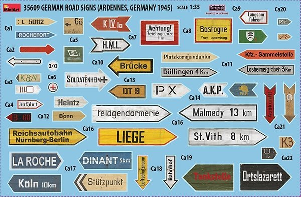 MiniArt 35609 German Road Signs Ardennes, Germany 1945 1/35