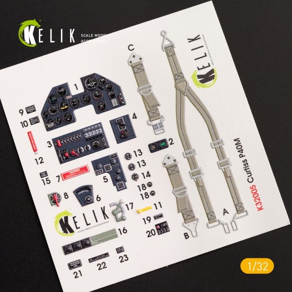 KELIK K32005 P-40M INTERIOR 3D DECALS FOR TRUMPETER KIT 1/32