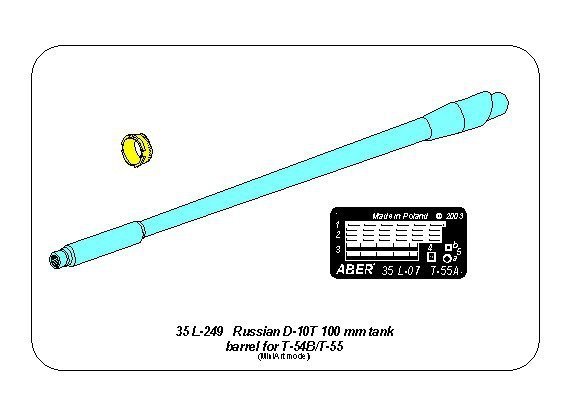 Aber 35L-249 Russian D-10T 100mm tank barrel for T-54B/T-55 (1:35)