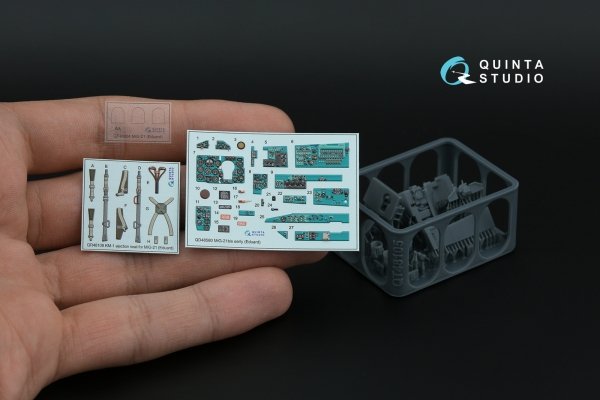 Quinta Studio QD+48580 MiG-21bis early Fishbed-L 3D-Printed &amp; coloured Interior on decal paper (Eduard) (with 3D-printed resin parts) 1/48