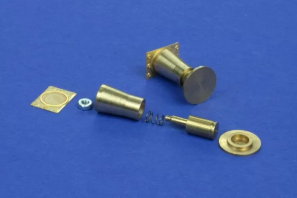 RB Model 35A09 Railroad flat buffer turned and photo etch brass kit set contains two buffers 1/35