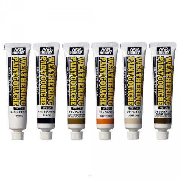 Gunze Sangyo WTS-01 Weathering Paint Gouache 6 Color Set (6x20ml)