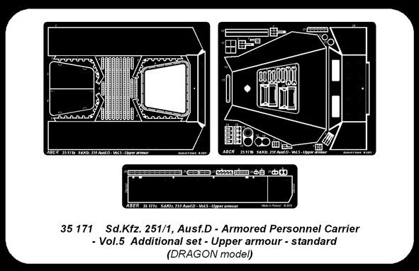 Aber 35171 Sd.Kfz.251/1 Ausf.D. cz.5  gorny pancerz (DRA) (1:35)