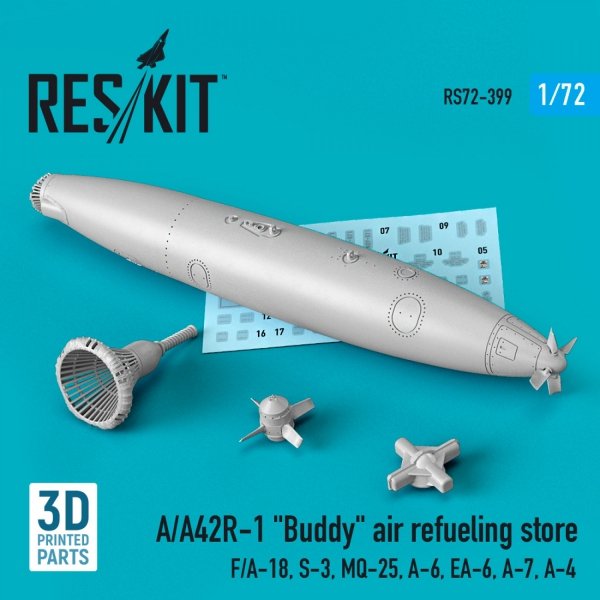 RESKIT RS72-0399 A/A42R-1 &quot;BUDDY&quot; AIR REFUELING STORE (1 PCS) (3D PRINTED) 1/72