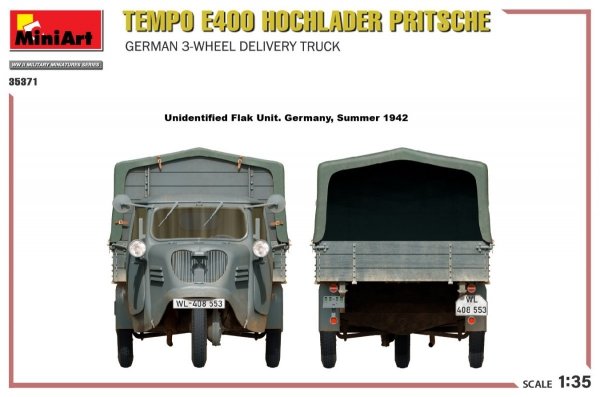 MiniArt 35371 Tempo E400 Hochlader Pritsche German 3-wheel delivery truck 1/35