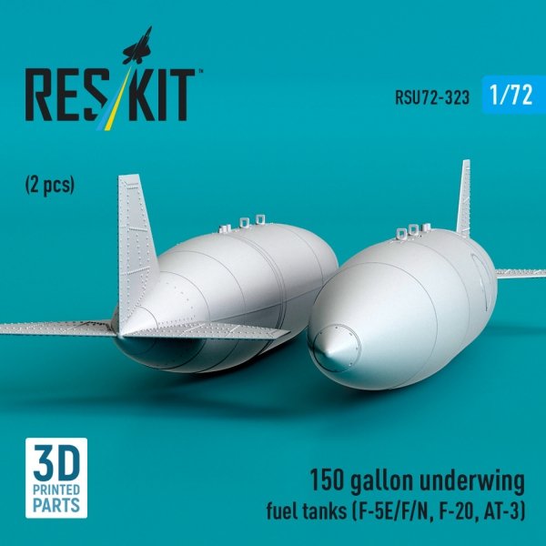 RESKIT RSU72-0323 150 gallon underwing fuel tanks (F-5E/F/N, F-20, AT-3) (2 pcs) (3D Printed) (1/72)