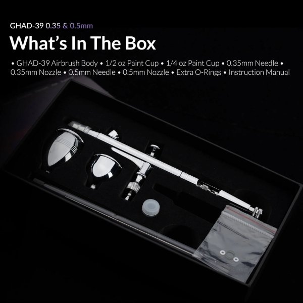 Gaahleri 40133 Advanced Series GHAD-39 Airbrush 0,35 mm &amp; 0,5 mm, 1/4 oz &amp; 1/2 oz