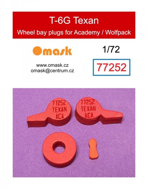Omask 77252 T-6G Texan wheel bay foam plugs (for Academy/Wolfpack) 1/72