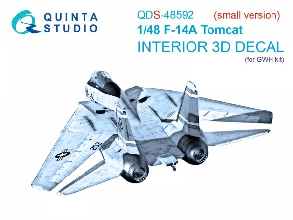 Quinta Studio QDS-48592 F-14A Tomcat 3D-Printed &amp; coloured Interior on decal paper (GWH) (Small version) 1/48
