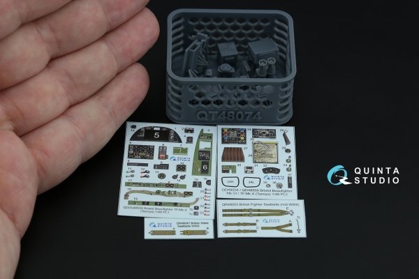 Quinta Studio QD+48556 Bristol Beaufighter TF.Mk.X 3D-Printed &amp; coloured Interior on decal paper (Tamiya) (with 3D-printed resin parts) 1/48