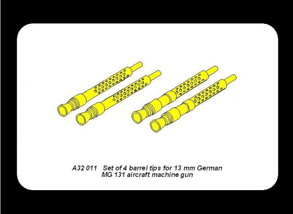 Aber A32011 Set of 4 barrel tips for German 13 mm MG 131 aircraft machine gun (1:32)