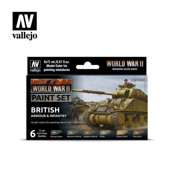 Vallejo 70204 WWII British Armour &amp; Infantry 6x17ml