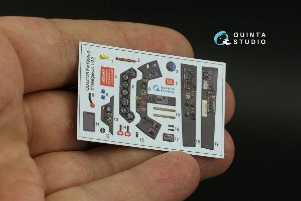 Quinta Studio QD32126 FW 190A-8 3D-Printed &amp; coloured Interior on decal paper (Hasegawa) 1/32
