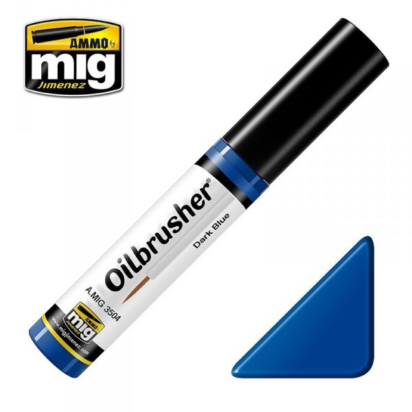 AMMO of Mig Jimenez 3504 Oilbrusher DARK BLUE - farba olejna z pędzelkiem