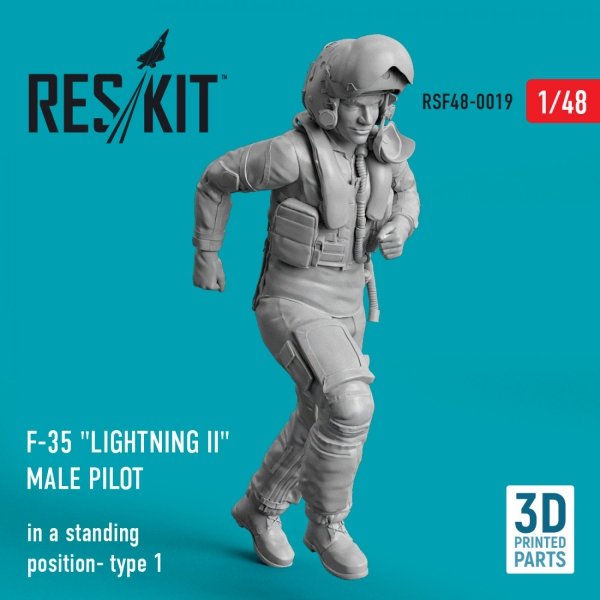 RESKIT RSF48-0019 F-35 &quot;LIGHTNING II&quot; MALE PILOT (IN A STANDING POSITION- TYPE 1) (3D PRINTED) 1/48