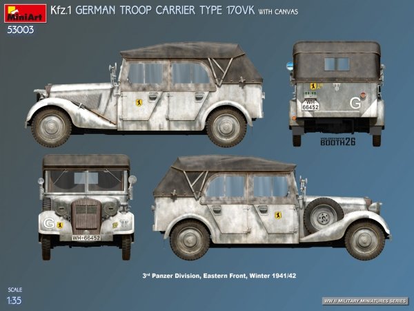 MiniArt 53003 Kfz.1 GERMAN TROOP CARRIER TYPE 170VK WITH CANVAS 1/35