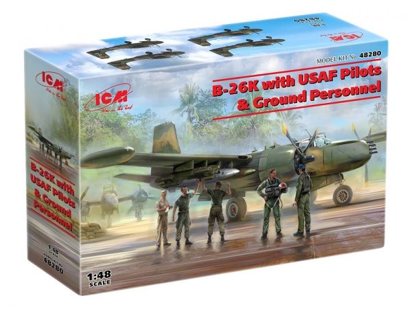 ICM 48280 B-26K with USAF Pilots &amp; Ground Personnel 1/48