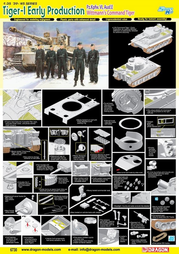 Dragon 6730 Tiger I Early Production Pz.Kpfw.VI,Ausf.E Wittmann Command Tiger / magic track (1:35)