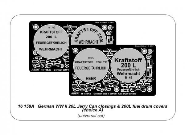 Aber 16158A German WW II 20L Jerry Can closings &amp; 200L fuel drum covers (choice A) (1:16)