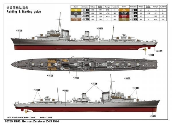 Trumpeter 05789 German Zerstorer Z-43 1944 1:700