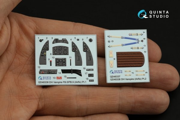 Quinta Studio QD48338 DH Vampire FB.5/FB.9 3D-Printed coloured Interior on decal paper (Airfix) 1/48