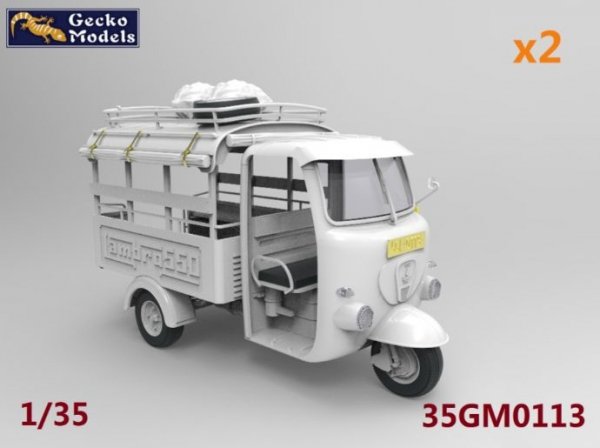 Gecko Models 35GM0113 60 - 70s Saigon Shuttle Motor-Tricycle Depot and a take break drive [2 kits In 1 box] 1/35