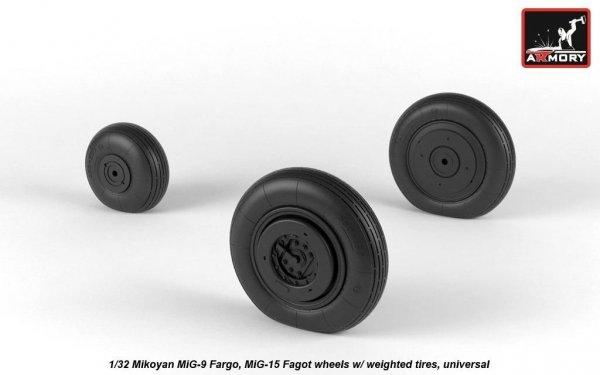 Armory Models AW32013 Mikoyan MiG-9 Fargo / MiG-15 Fagot (early) wheels w/ weighted tires 1/32