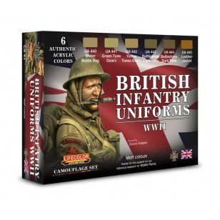 Lifecolor CS41 Acrylic paint set British uniforms Set 1 6x22ml