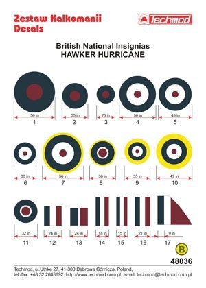 Techmod 48036 - British National Insignias - Hawker Hurricane (1:48)