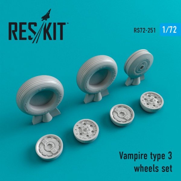 RESKIT RS72-0251 Vampire type 3 wheels set 1/72