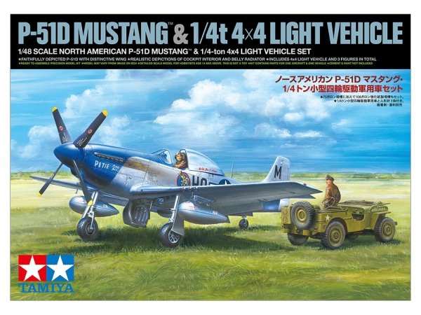Tamiya 25205 North American P-51D Mustang &amp; 1/4 ton 4x4 Light Vehicle Set 1/48