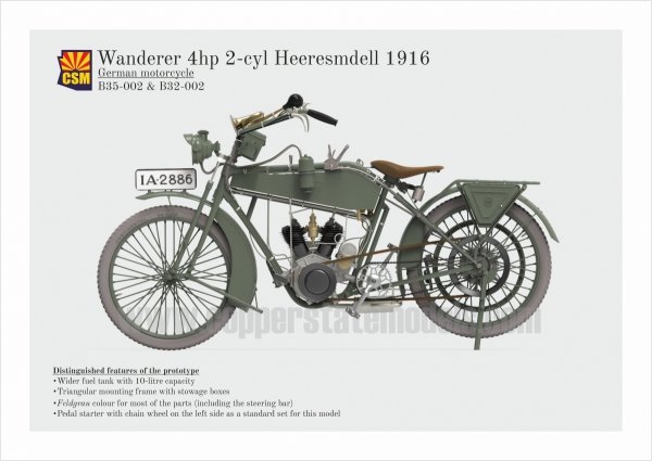 Copper State Models B35-002 Wanderer 4PS 1916 Motorcycle 1/35