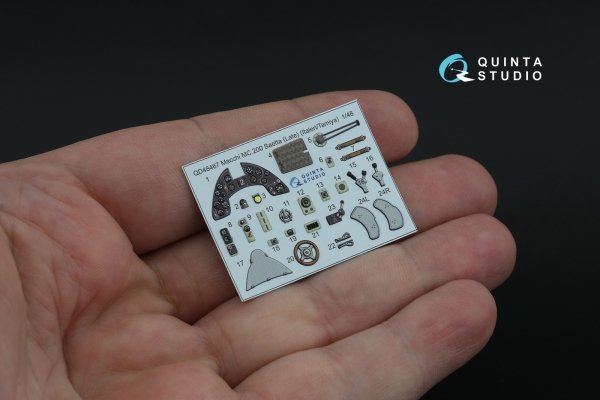 Quinta Studio QD48467 Macchi MC.200 Saetta (Late) 3D-Printed coloured Interior on decal paper (Italeri/Tamiya) 1/48