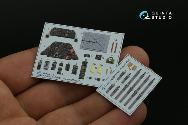 Quinta Studio QD35112 AH-1G Cobra 3D-Printed &amp; coloured Interior on decal paper (ICM) 1/35