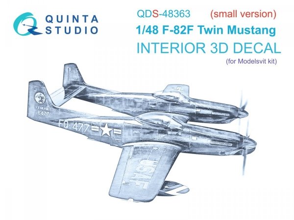 Quinta Studio QDS-48363 F-82F Twin Mustang 3D-Printed &amp; coloured Interior on decal paper (Modelsvit) (Small version) 1/48
