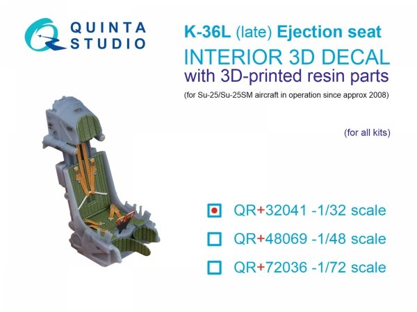 Quinta Studio QR+32041 K-36L (late) ejection seat (for Su-25/Su-25SM aircraft since 2008) (All kits) 1/32