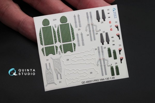 Quinta Studio QD48007 Yak-130 3D-Printed &amp; coloured Interior on decal paper (for Zvezda kits) 1/48