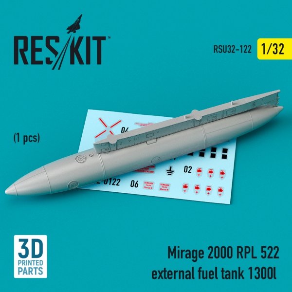 RESKIT RSU32-0122 MIRAGE 2000 RPL 522 EXTERNAL FUEL TANK 1300LT (3D PRINTED) 1/32