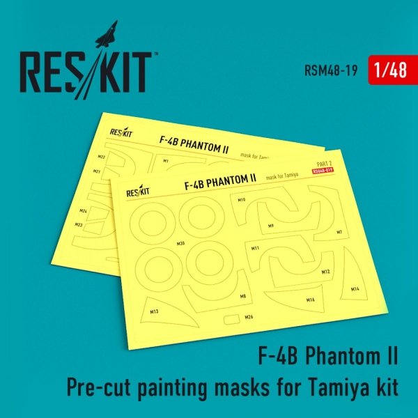 RESKIT RSM48-0019 F-4B &quot;PHANTOM II&quot; PRE-CUT PAINTING MASKS FOR TAMIYA 61121 KIT 1/48