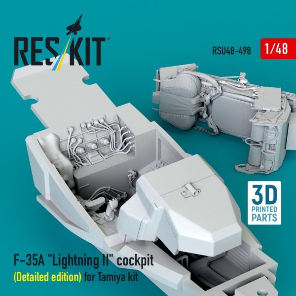 RESKIT RSU48-0498 F-35A "Lightning II" cockpit (Detailed edition) for Tamiya kit (3D Printed) (1/48)