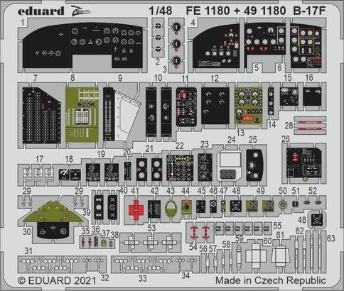 Eduard 491180 B-17F cockpit HKM 1/48