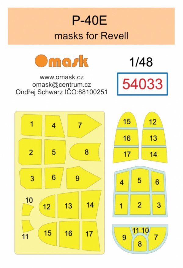 Omask 54033 P-40E mask (for Revell) 1/48