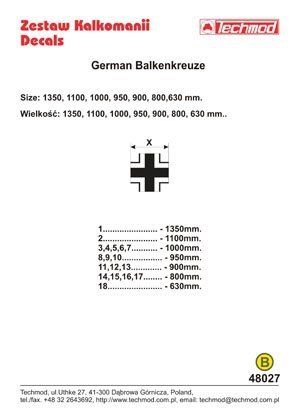 Techmod 48027 - German Luftwaffe Balkenkreuze (1:48)