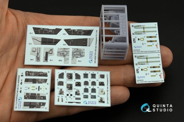 Quinta Studio QD+48347 FA-18D late 3D-Printed coloured Interior on decal paper (Hasegawa) (with 3D-printed resin parts) 1/48