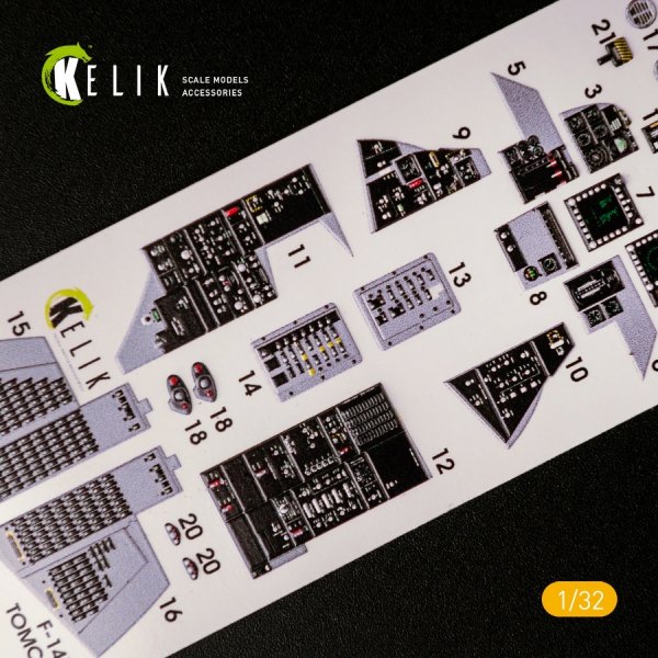 KELIK K32014 F-14D SUPER TOMCAT - INTERIOR 3D DECAL FOR TRUMPETER KIT 1/32