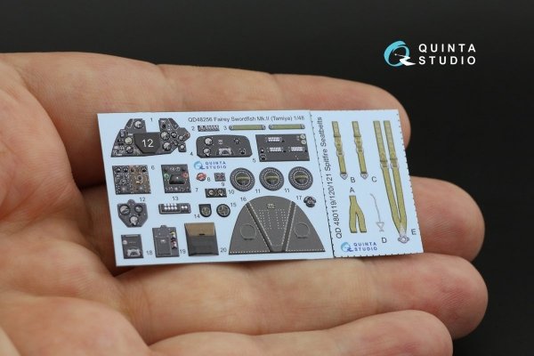 Quinta Studio QD48256 Swordfish Mk.II 3D-Printed &amp; coloured Interior on decal paper ( Tamiya ) 1/48