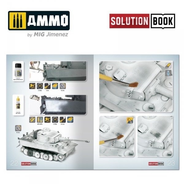 AMMO of Mig Jimenez 6601 How to paint WWII German winter vehicles (Solution book)  Multilingual