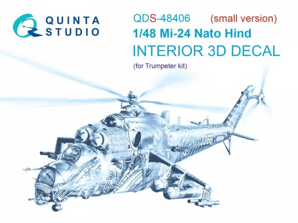 Quinta Studio QDS-48406 Mi-24 Nato Hind 3D-Printed &amp; coloured Interior on decal paper (Trumpeter)(Small version) 1/48